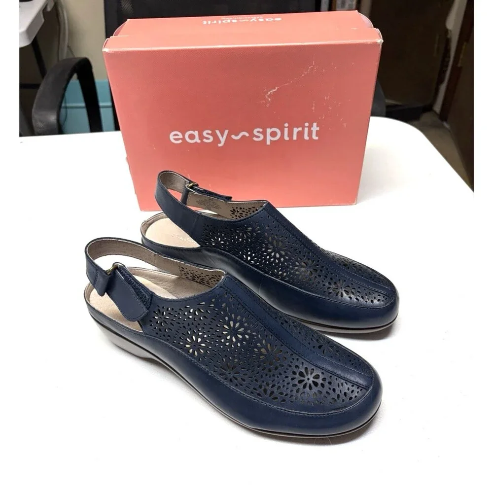 Easy Spirit Women's seDawn Slingback Block Heel Casual Dark Blue Size 8M New